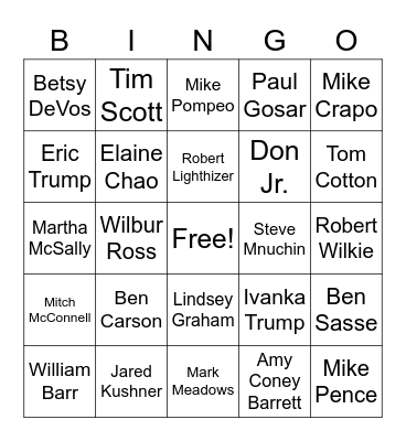 Republican Covid Bingo Card