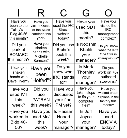 IRC Bingo Card