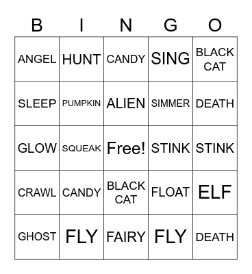 Noun & Verb Bingo Card