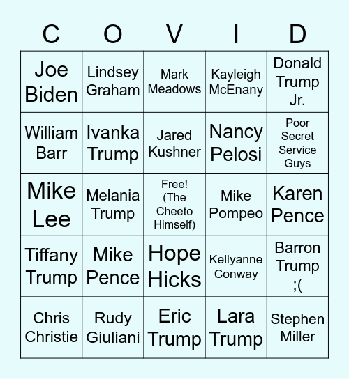 COVID-19 BINGO: White House Edition Bingo Card