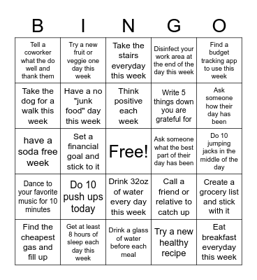 Wellness Bingo Card