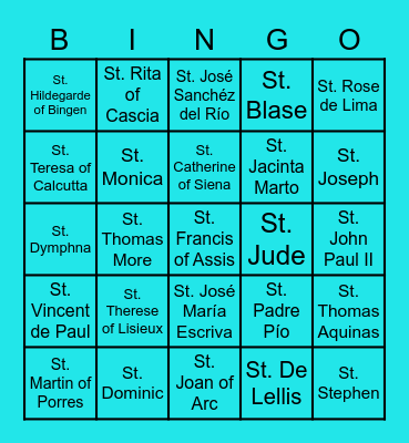 SAINTS BINGO Card