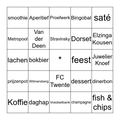 Stravinsky's Bingo-diner! Bingo Card