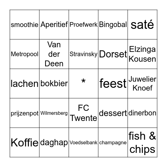 Stravinsky's Bingo-diner! Bingo Card