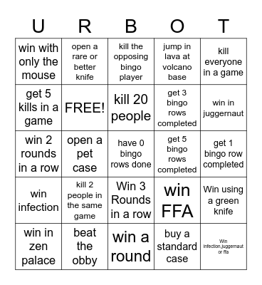 roblox murder mystery Bingo Card