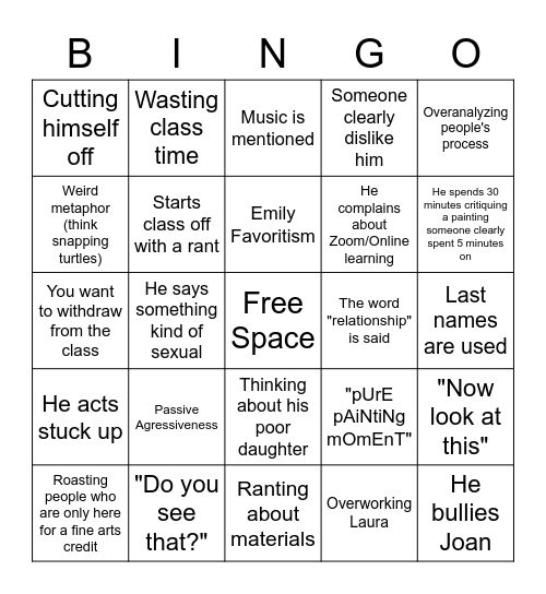 ART206 Bingo Card