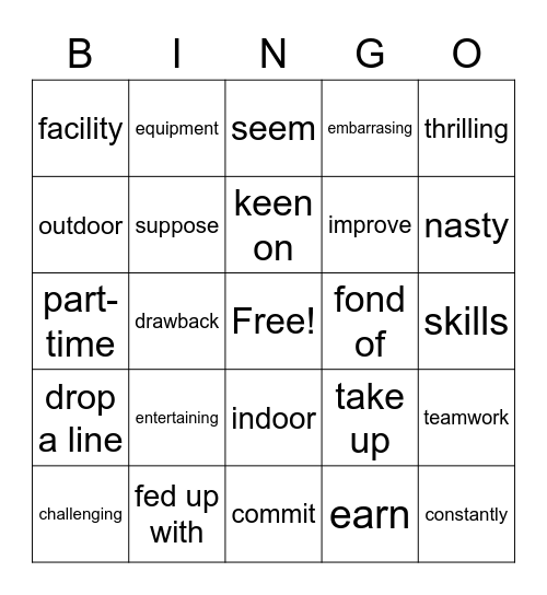 Full Blast Bingo Card