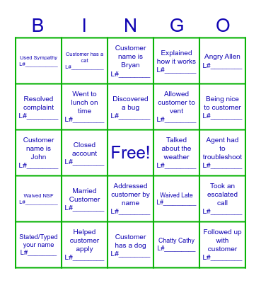 Customer Service Week Bingo Card