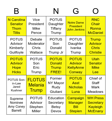 REPUBLICAN COVID BINGO Card