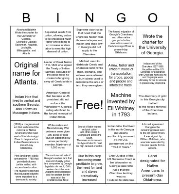 Westward Expansion Bingo Card