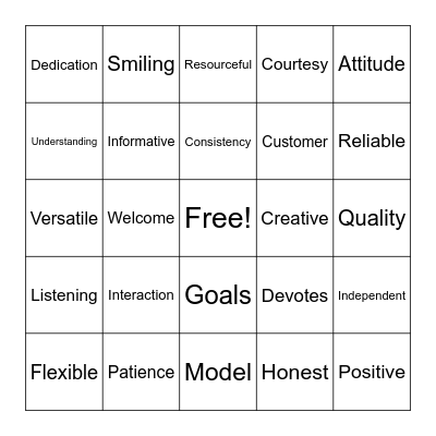 Customer Service Week 2020 Bingo Card