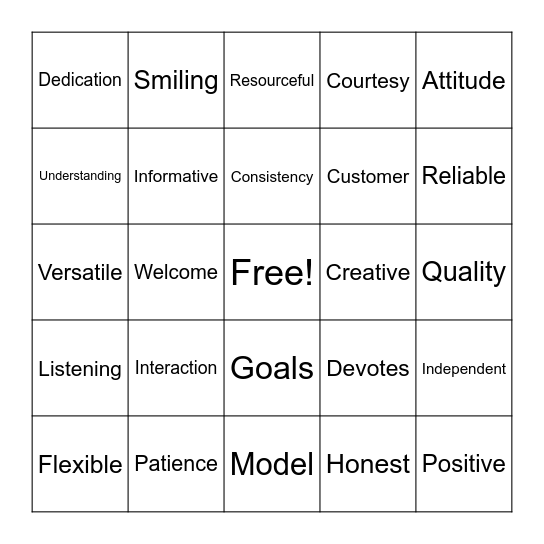 Customer Service Week 2020 Bingo Card