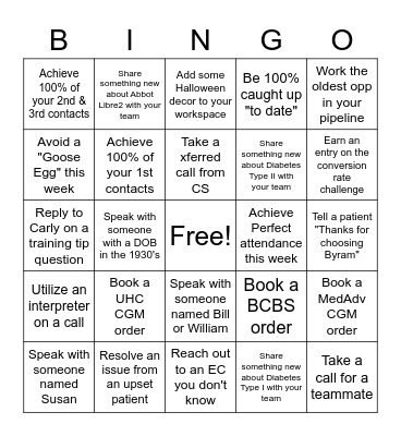 CGM Bingo (commercial) Bingo Card