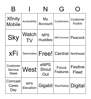 Customer Service Week 2020 Bingo Card