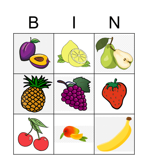 Fruits Bingo Card