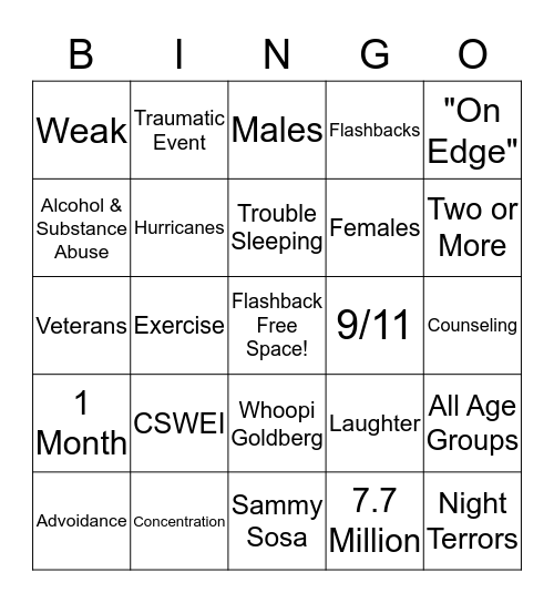 FLASHBACK BINGO Card