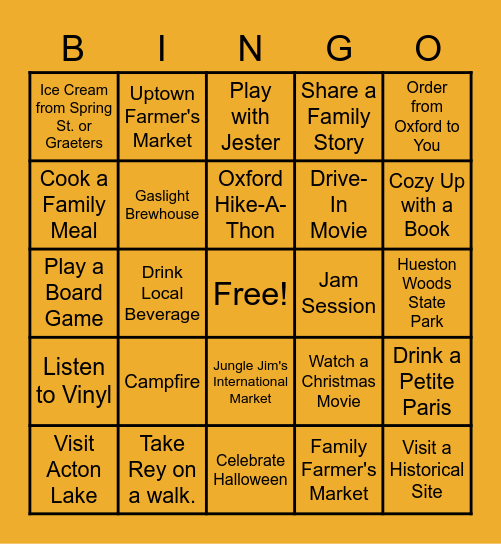 Visit with Megan & David! Bingo Card