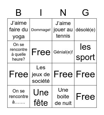 les sortiers Bingo Card