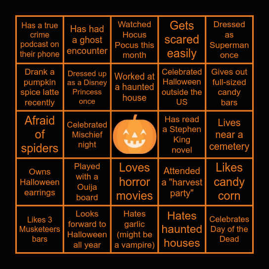 Axoladls Halloween Bingo Card