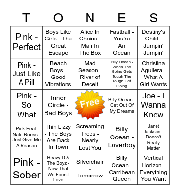Game Of Tones 10-5-20 Game 2 Bingo Card