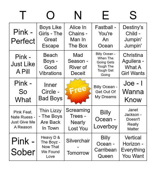 Game Of Tones 10-5-20 Game 2 Bingo Card
