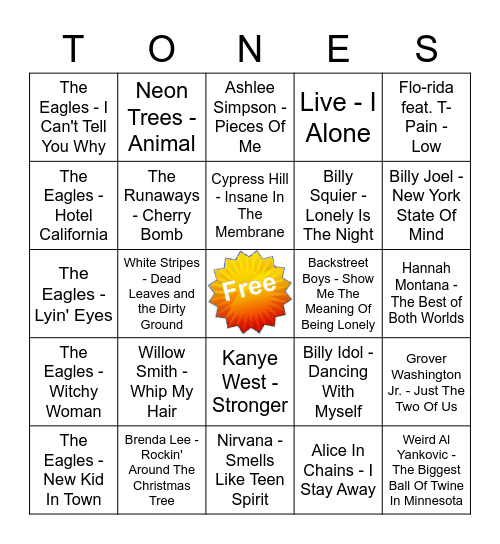 Game Of Tones 10-5-20 Game 7 Bingo Card