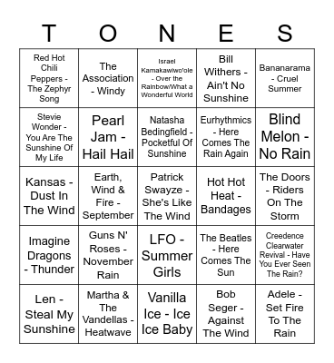 Game Of Tones 10-5-20 BLACKOUT GAME Bingo Card