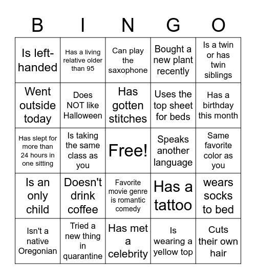 Phi Rho Bingo Card