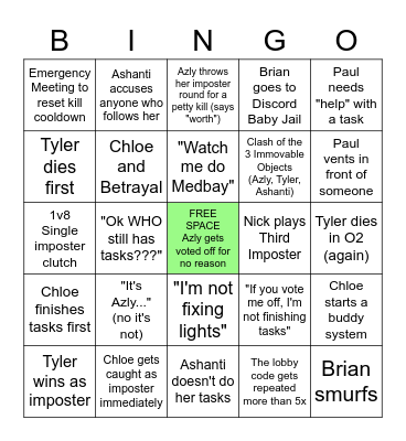 AMONG US BINGO Card