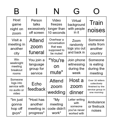 Zoom BINGO Card