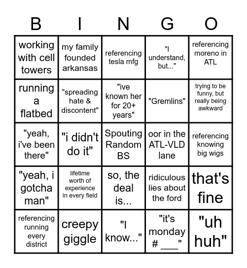 The Chosen Juan Bingo Card