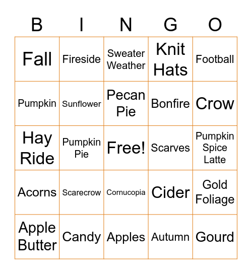 Fall Bingo Y'all Bingo Card