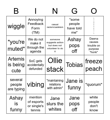 GSC Boogaloo Bingo Card
