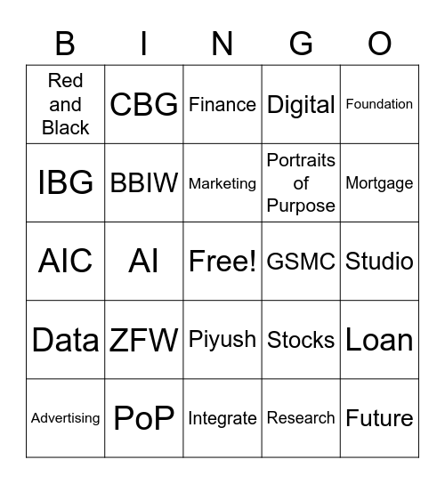 Townhall Q2020 Bingo Card
