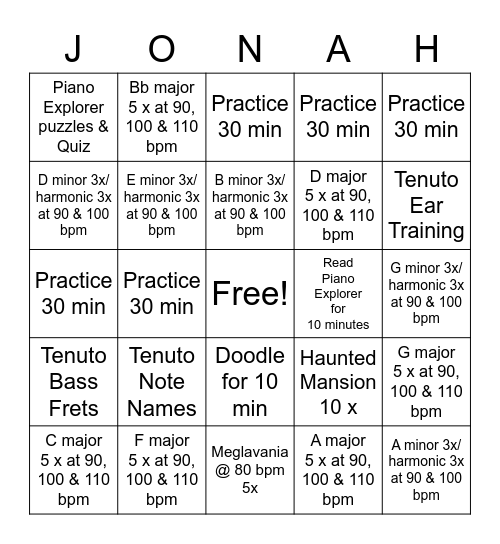 GUTAIR PRACTICE Bingo Card