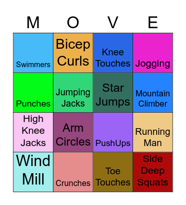 Fitness Bingo Card