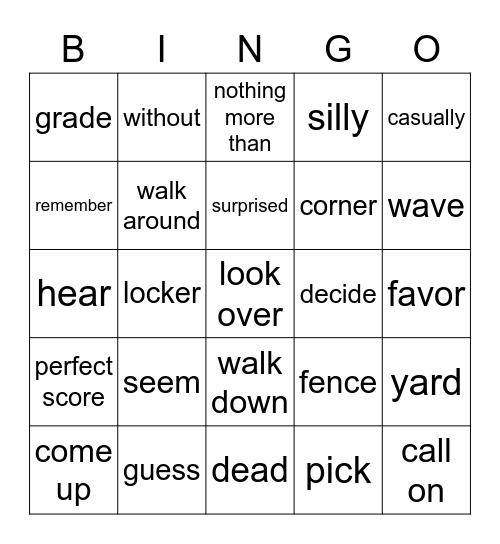 Unit.8-2 Bingo Card