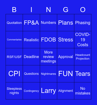 Budget! Bingo Card