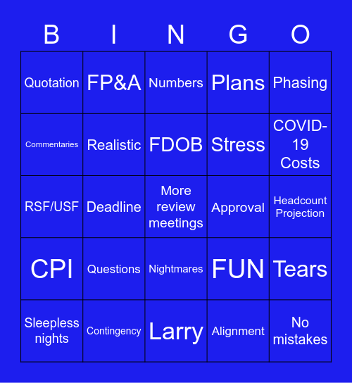 Budget! Bingo Card