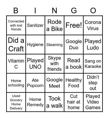 QUARANTINE Bingo Card