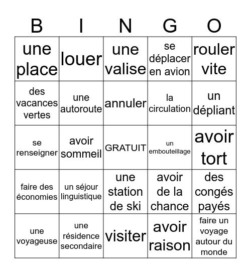 Chapitre 6  Bingo Card