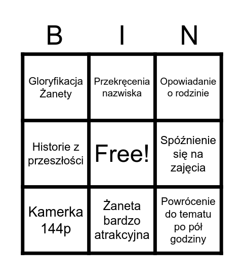 Bingo Wiesio Bingo Card