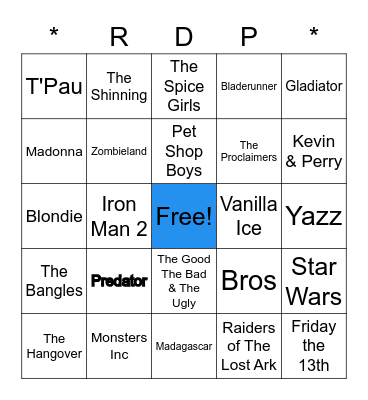 Movie & Music Picture Bingo Card