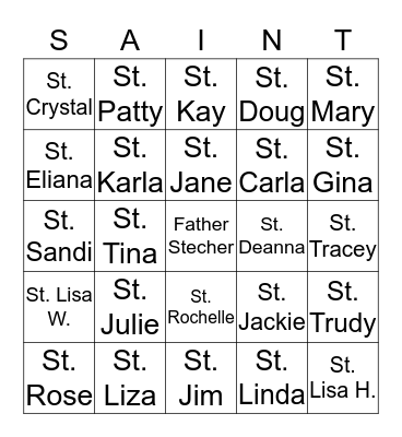 Sacred Heart St. Bingo Card