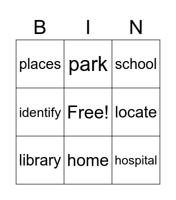 Vocabulary U1W3 Bingo Card