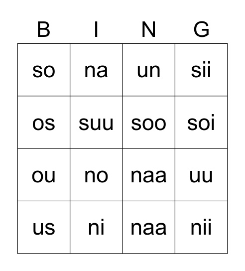 Bingo Card