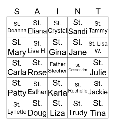 Sacred Heart St. Bingo Card