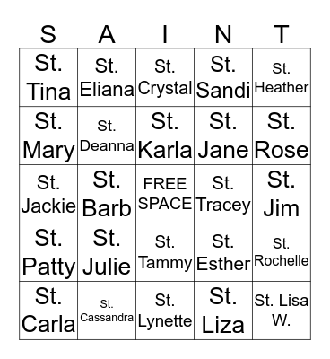 SACRED HEART ST. BINGO Card