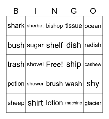 SH Articulation Bingo Card
