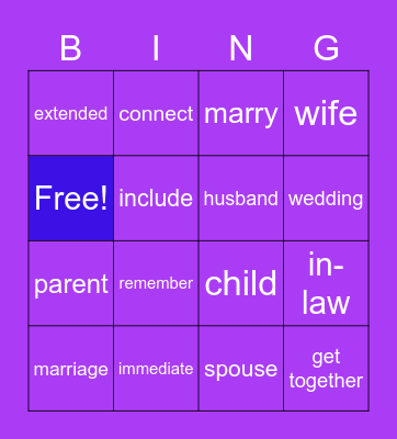 Marriage Bingo Card